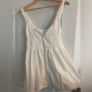 White Button-Down Sleeveless Dress